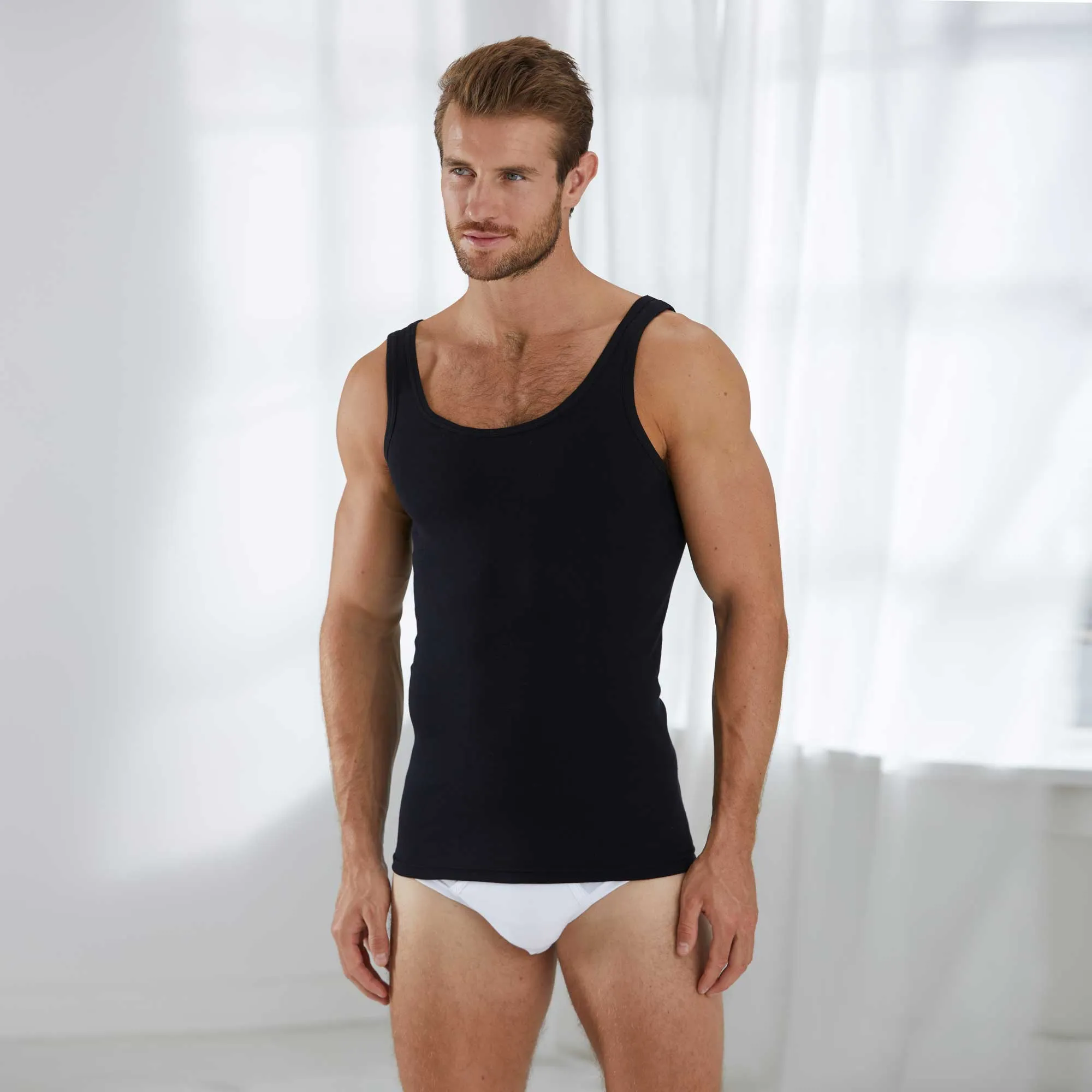 Herren-Unterhemd aus reiner Baumwolle, 2er-Pack