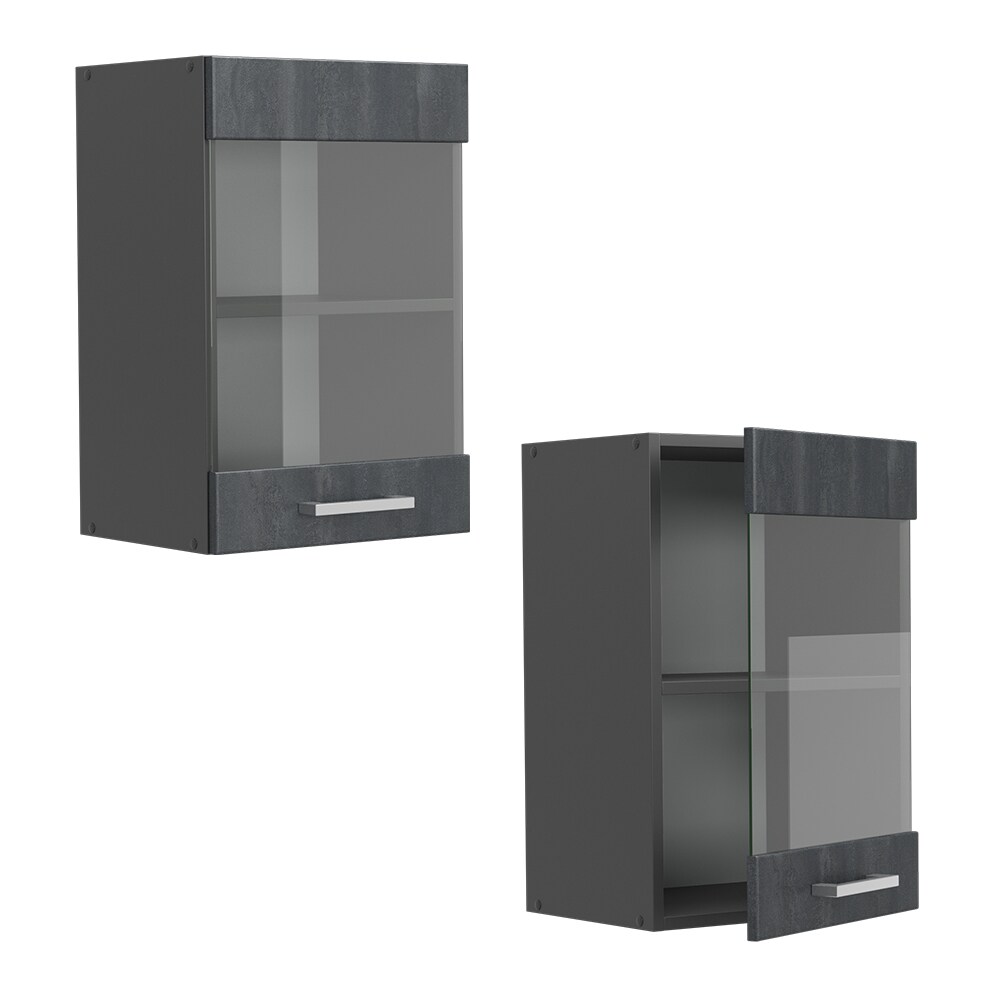 Vicco Hängeglasschrank R-Line Schwarz Beton Anthrazit 40 cm