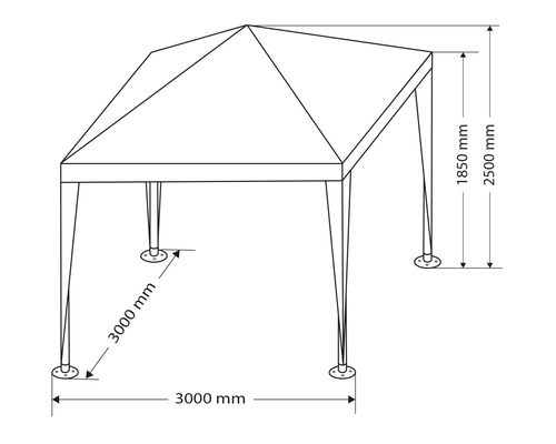 Partytent Garden Place Grete 3 x 3 x 2,5 m Polyethyleen geweven stof 120 g/m² wit