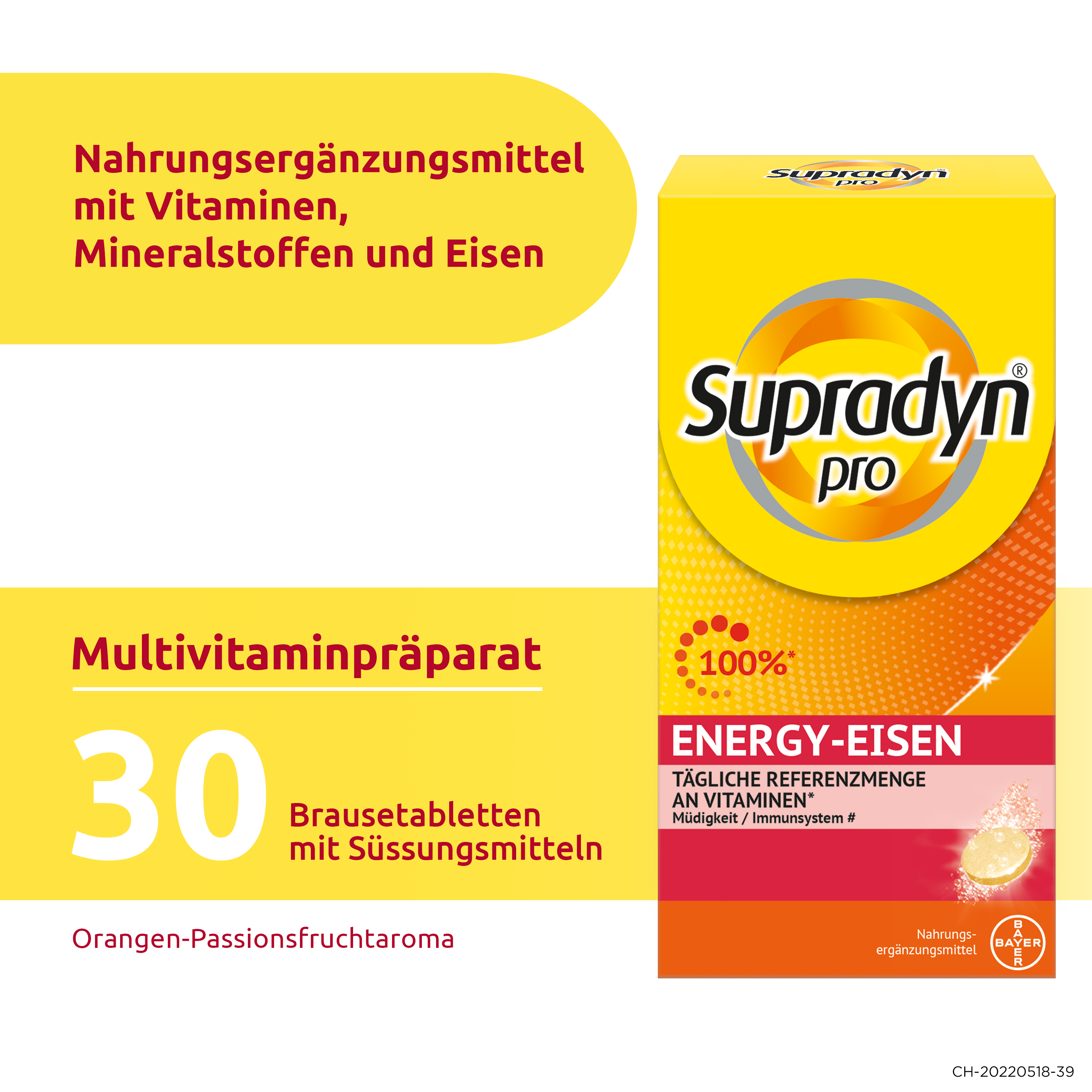 SUPRADYN PRO energy eisen<br>30 Stück, Dose, Brausetablette