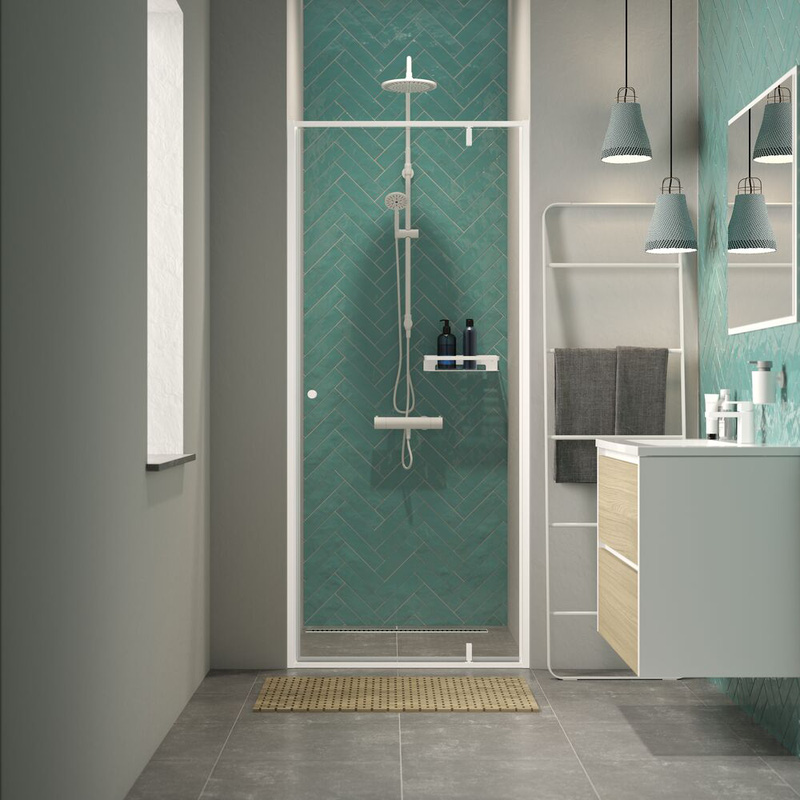 Sealskin Contour draaideur voor nis 90x200 cm, 6 mm helder veiligheidsglas met antikalklaag mat wit