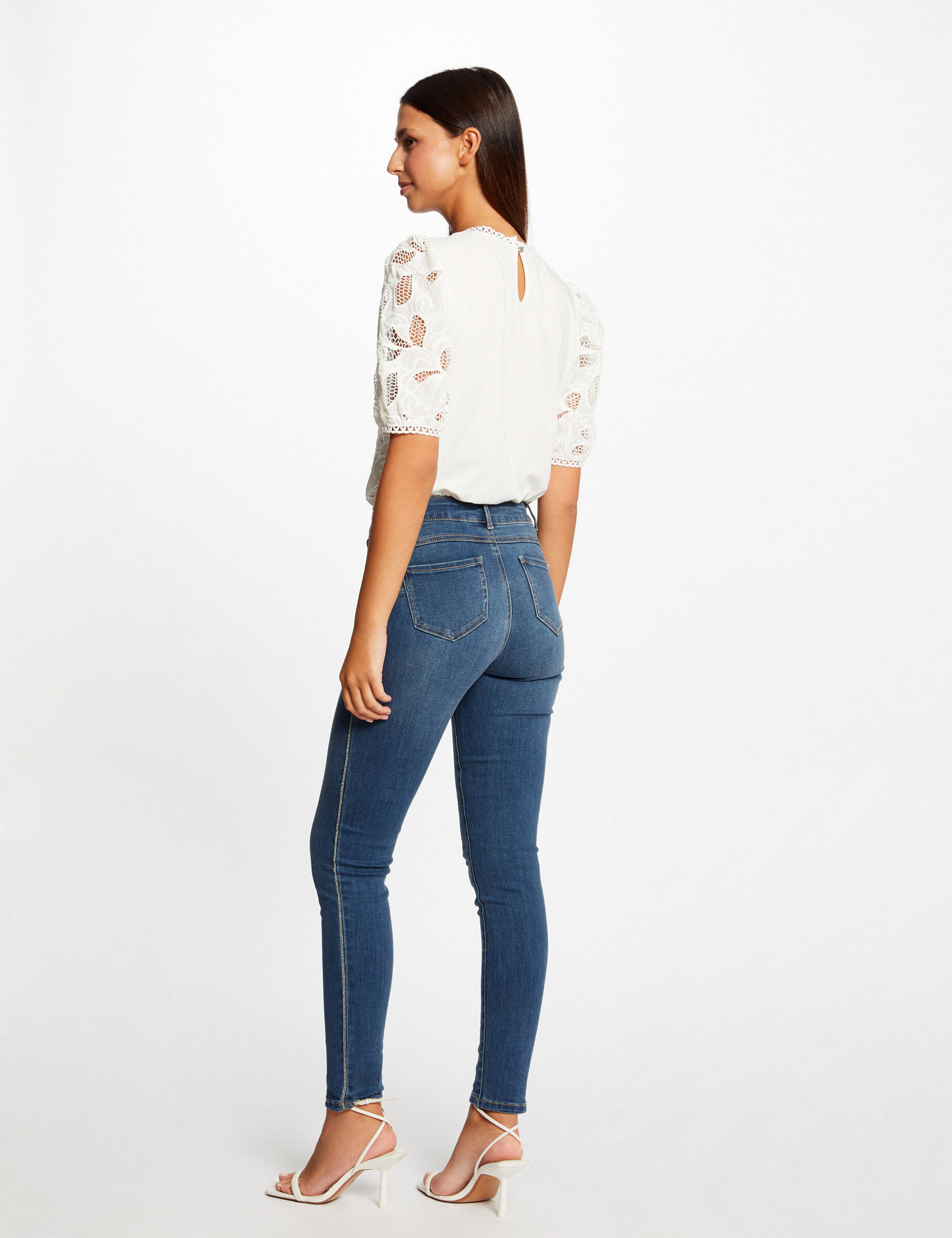 Jeans slim avec liserés métallisés jean stone femme - jean_stone