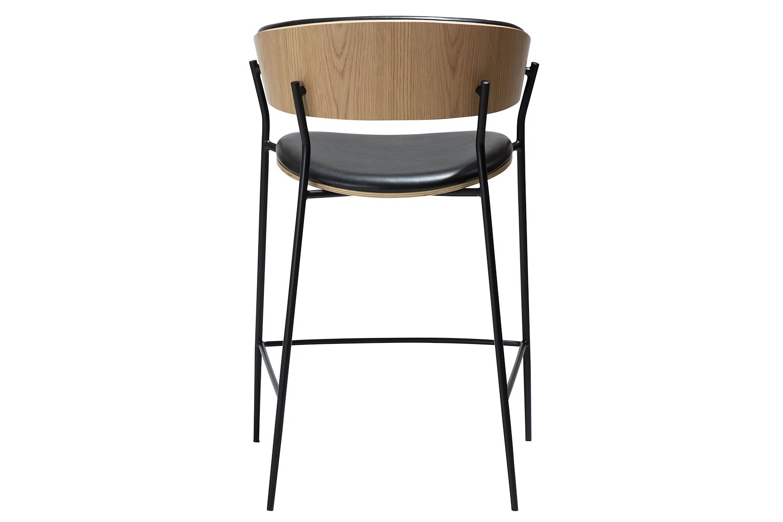 Crib counterstol Med arm. Sort PU med eikefinér rygg og sorte ben