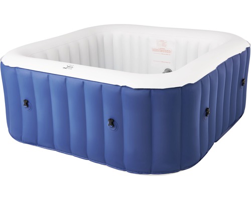 Opblaasbare hottub SQUARE NAVY Plug & Play voor maximaal 4 personen met filtersysteem, desinfectietechnologie, hottub-blazer, automatische uitschakel-/stand-byfunctie en timerfunctie, blauw