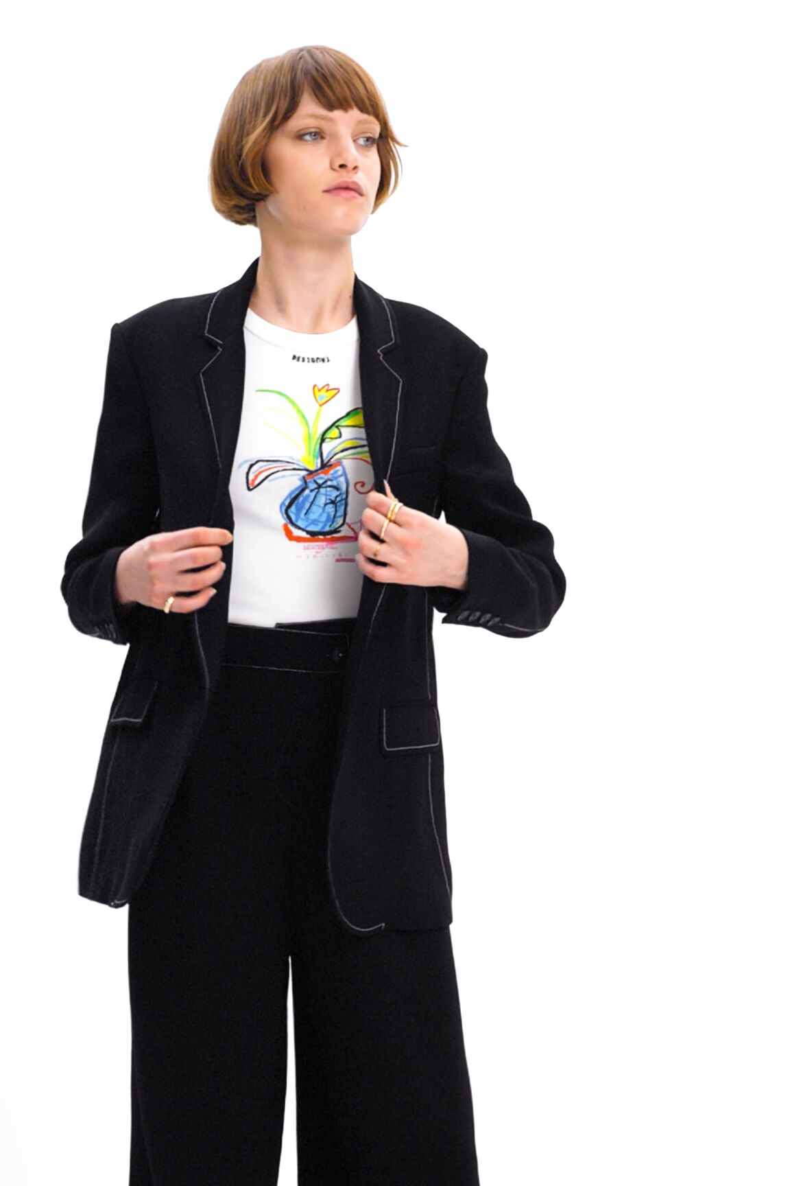 Long blazer surpiqûres