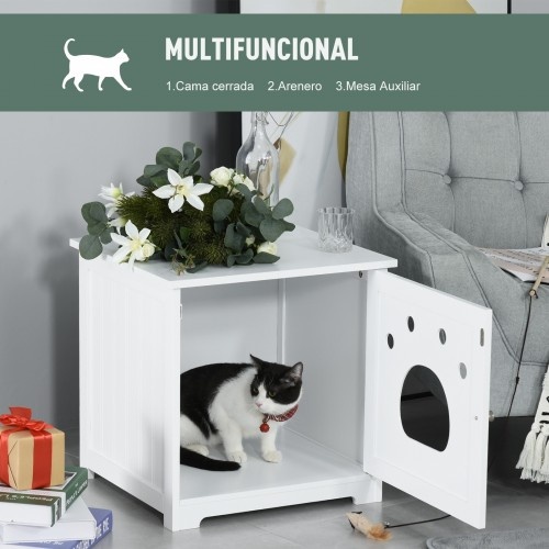 Casinha de madeira para gatos PawHut, branca