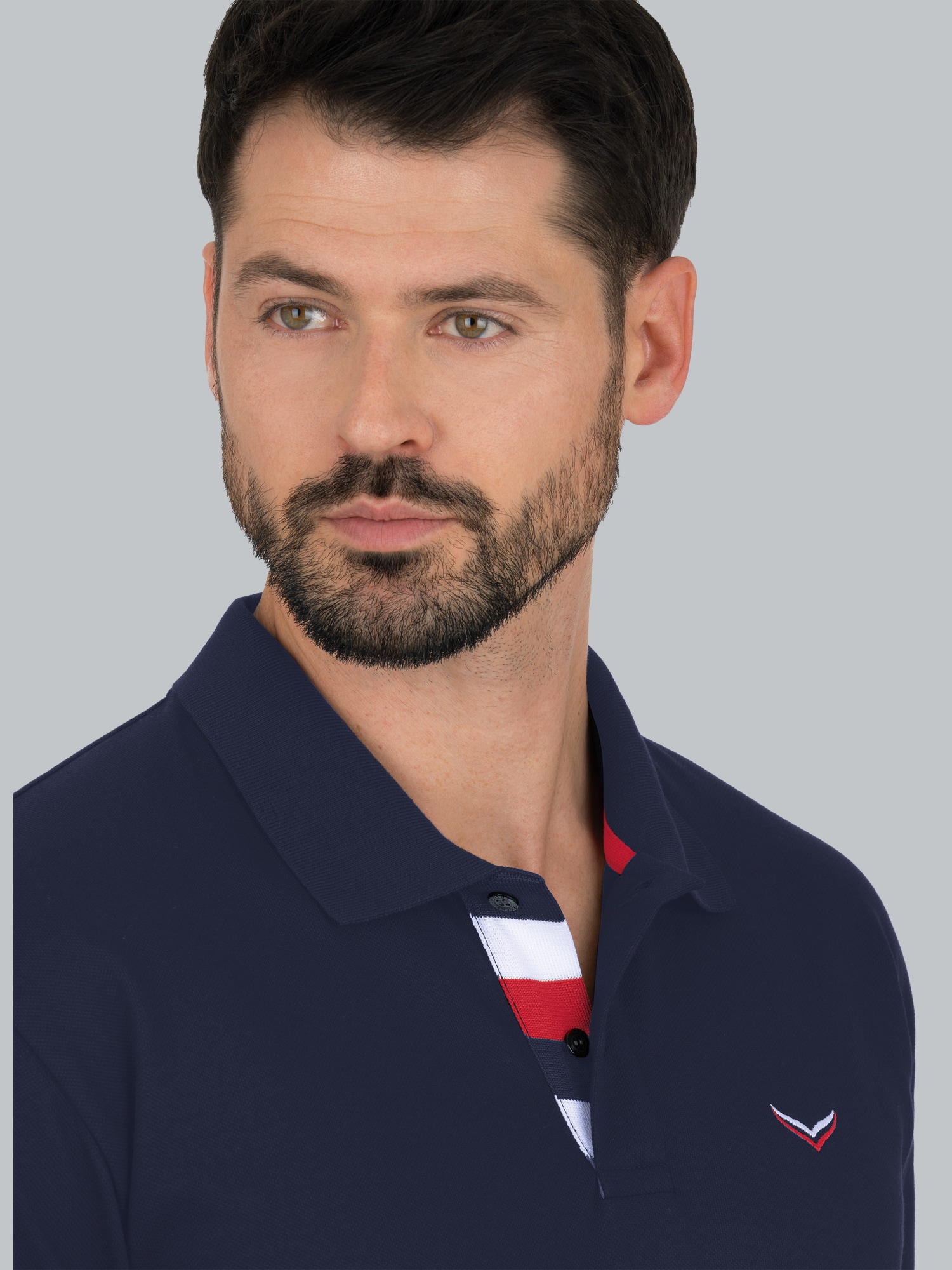 Poloshirt mit dreifarbiger Knopfleiste Navy