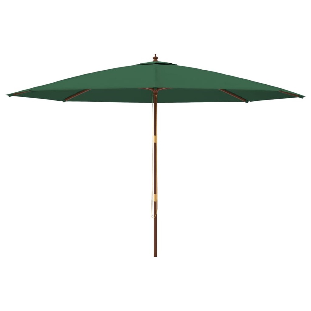 Parasol de jardin avec mât en bois 400 x 273 cm vert