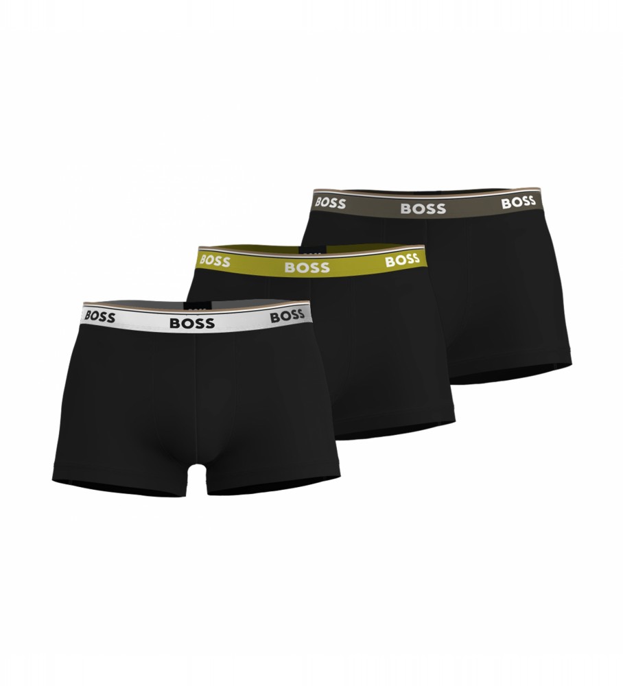 Pacote com 3 cuecas boxer pretas da BOSS