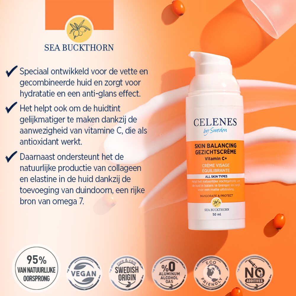 Celenes Duindoorn Balancerende Gezichtscrème Vettige / Combinatie Huid50 ml