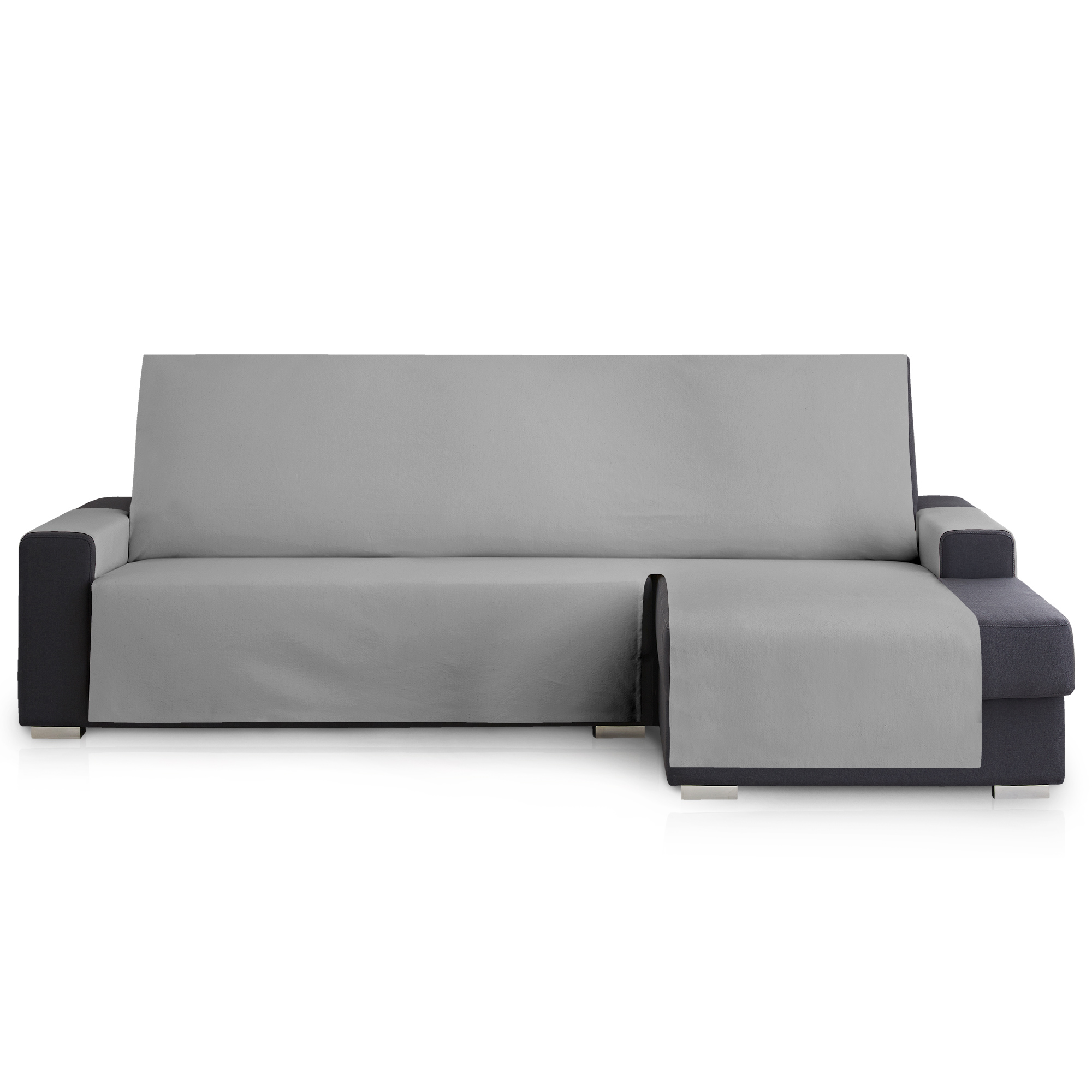 Capa protetora para sofá com chaise longue direita Extra Royale 290 cm. Cinza escuro.