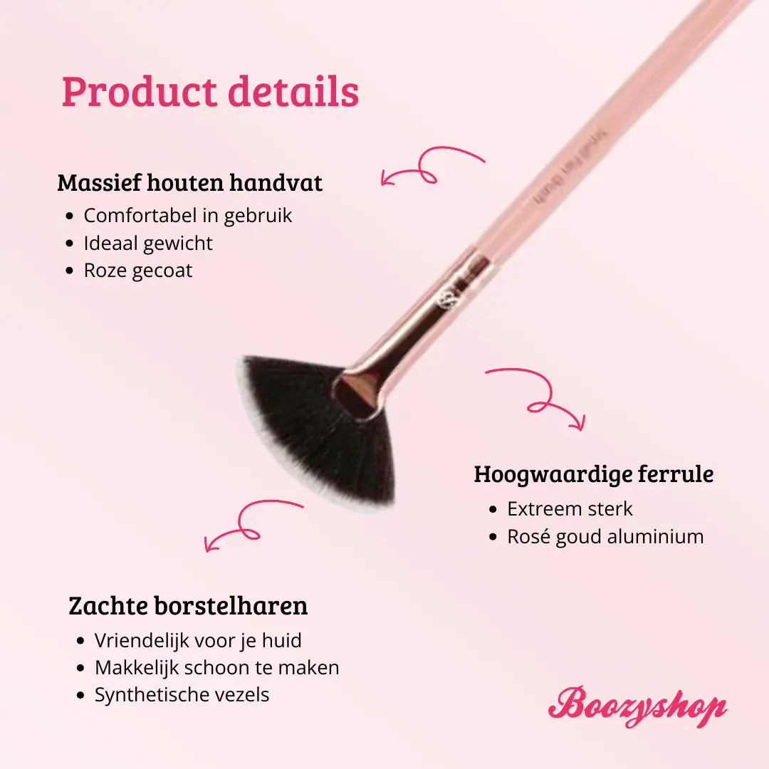 Pink & Rose Gold Small Fan Brush