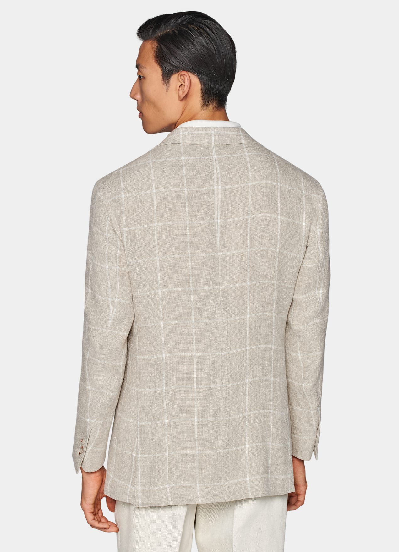 Blazer Roma coupe Relaxed taupe clair à carreaux