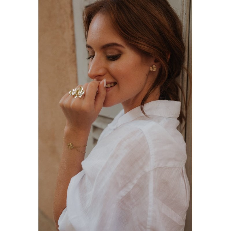 bague feuille plaqué argent - HÉRA
