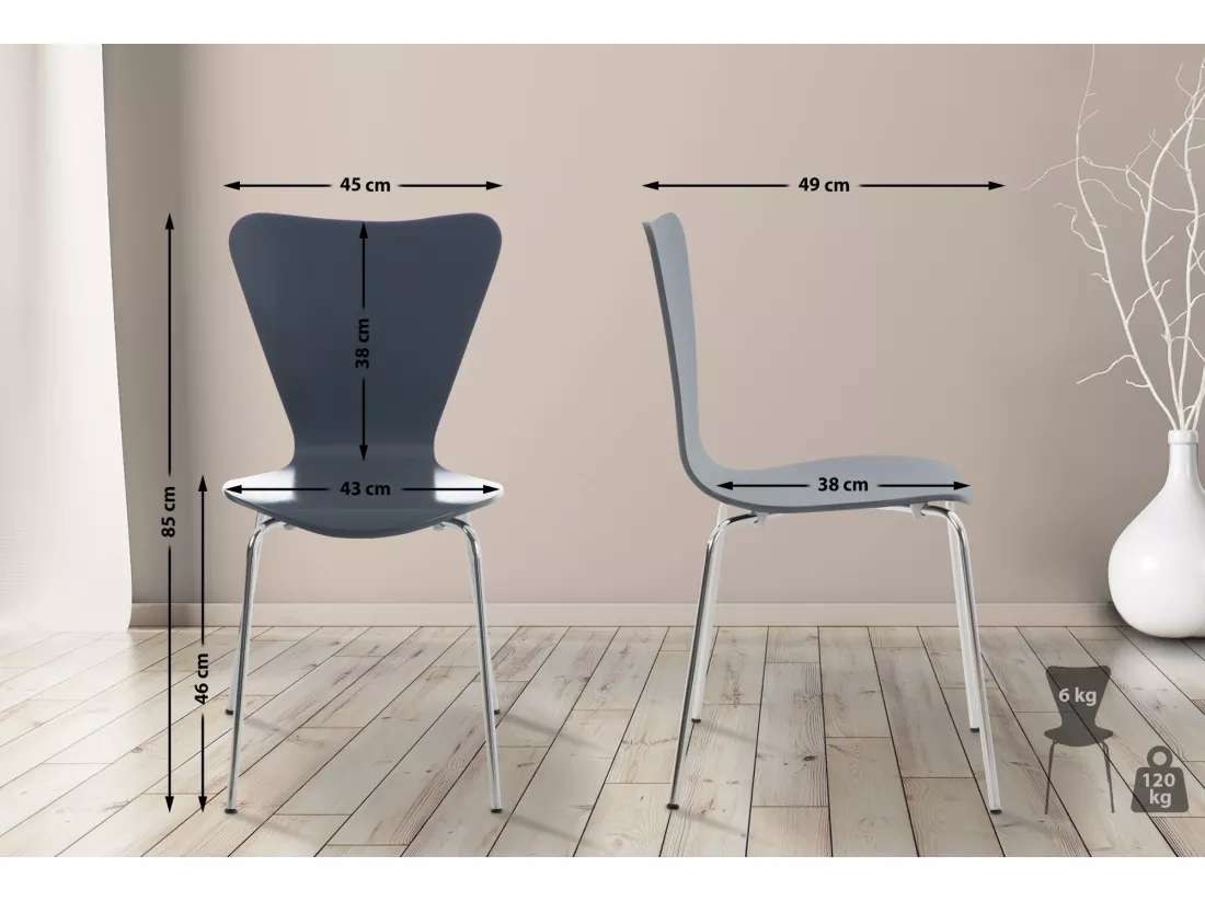 Lot de 4 Chaise de conférence - Bois & Nature - Gris - Calisto