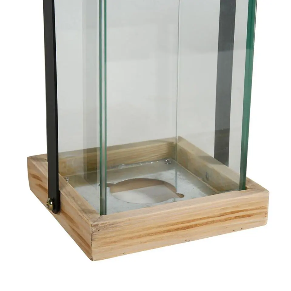 Ostaria Lantaarn - zwart - hout - metaal - verlichting - H24,5 cm