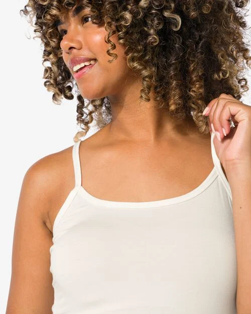 chemise pour femme Heatgen bretelles spaghetti ivoire