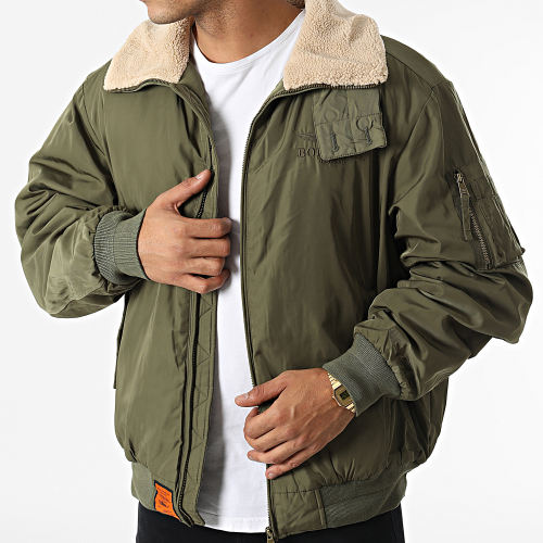 Veste Bomber Bombardier Col Mouton Vert Kaki