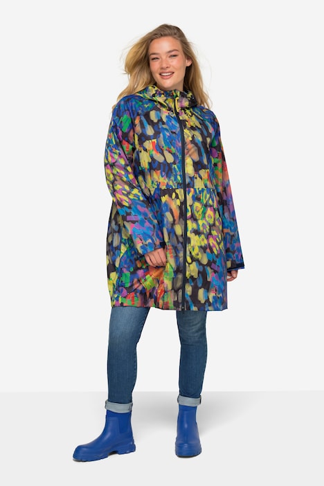 Funktions-Regenmantel, Kapuze, Zipper, verdeckte Taschen