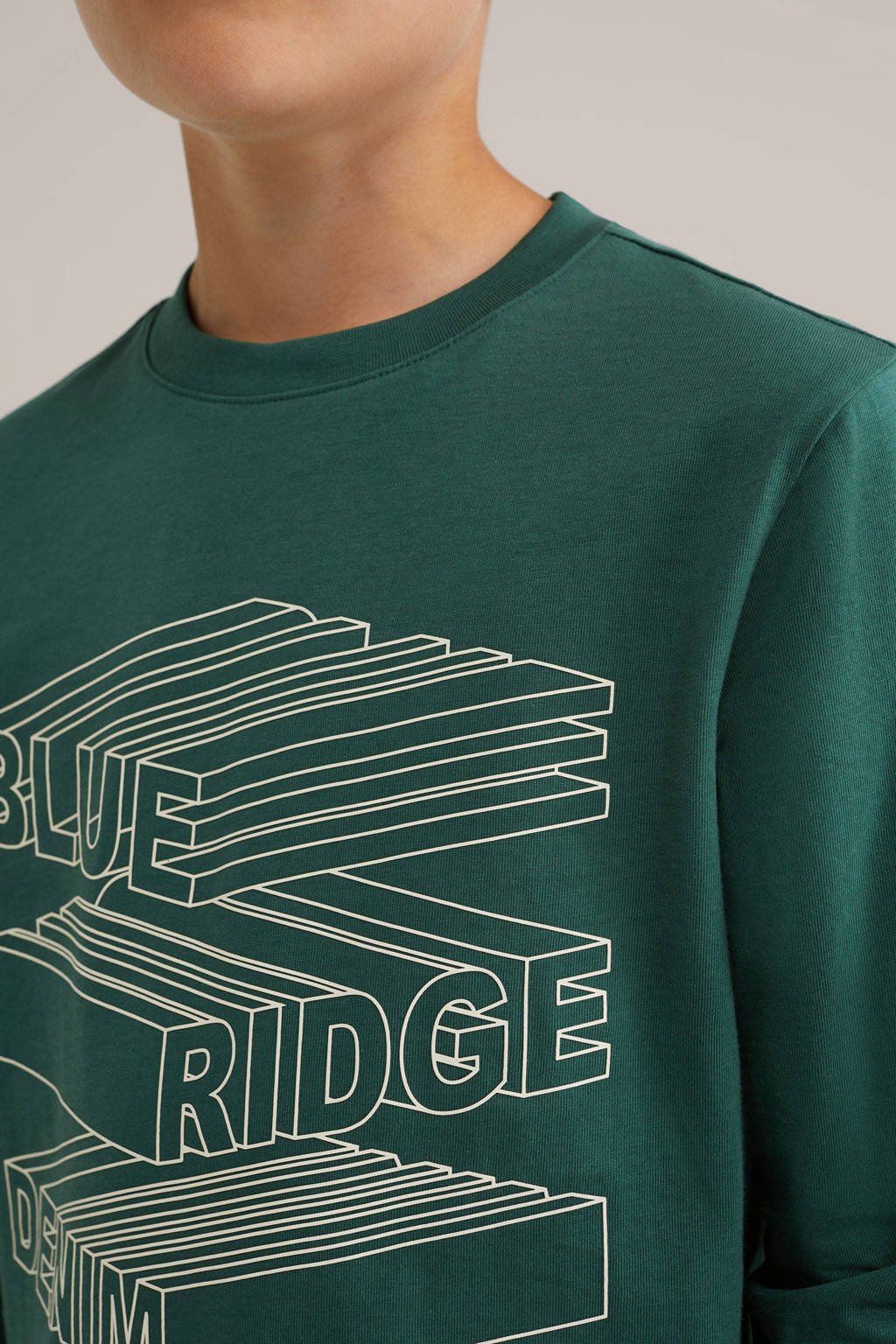 WE Fashion Blue Ridge longsleeve donkergroen