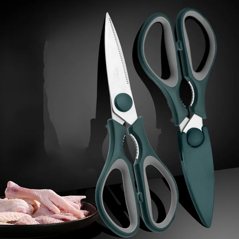 (22cm) Edelstahl Geflügel Schere Mehrzweck Küchenschere für Fleisch / Knochen / Gemüse - Grün