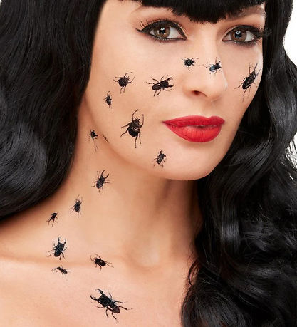 Smiffys Tattoos - Gruselig Bug Transfers - 18 st. - Schwarz
