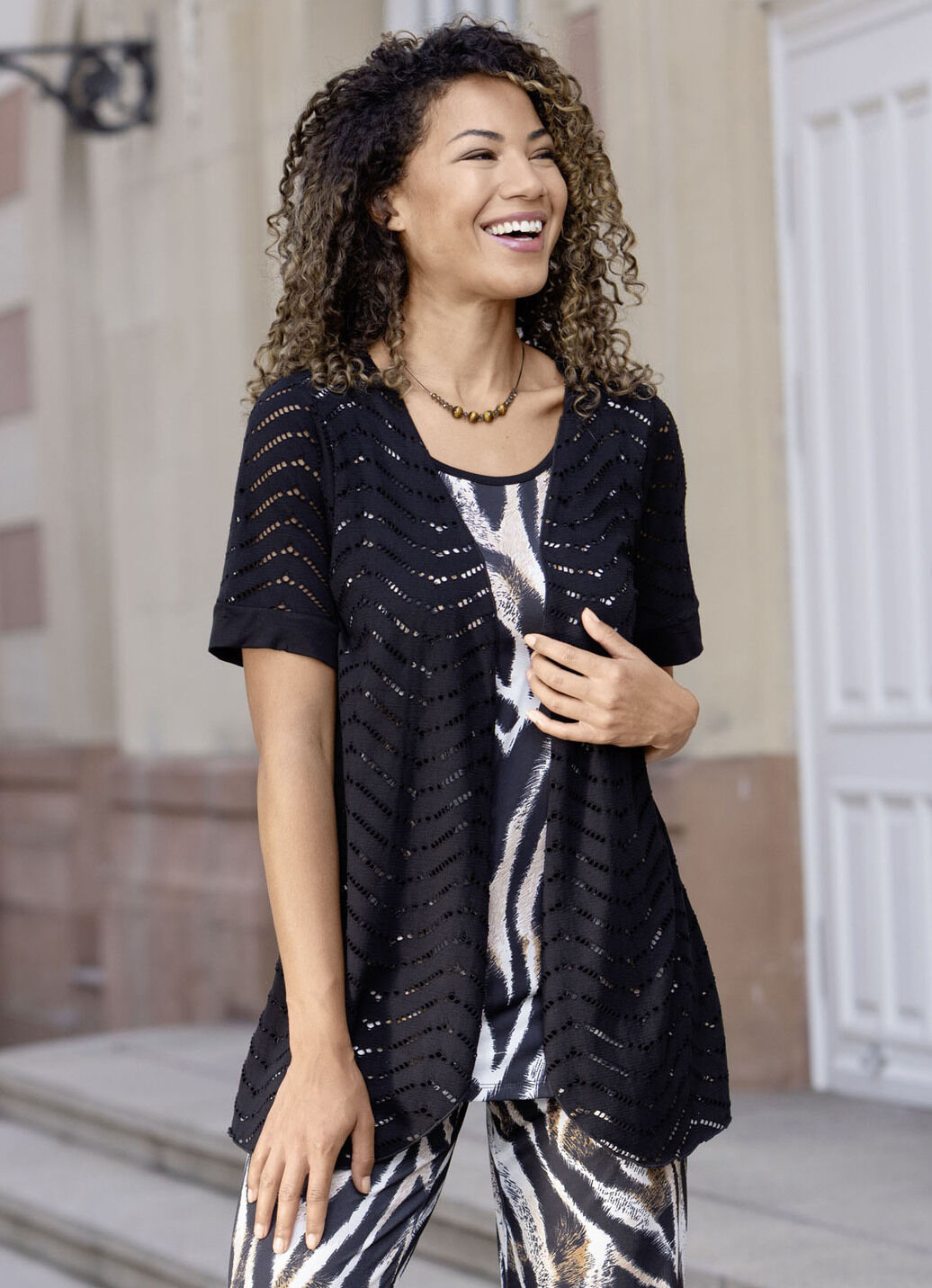 Longshirt in Jackenoptik