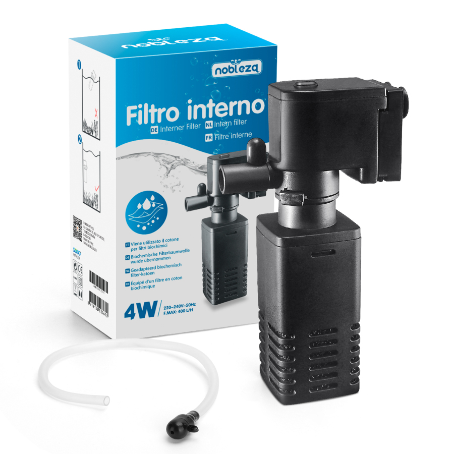 Filtro interno para aquário Nobleza de 20 a 80 litros com vazão de 400 L/h, 4W