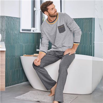 Pyjama homme jersey chiné bicolore