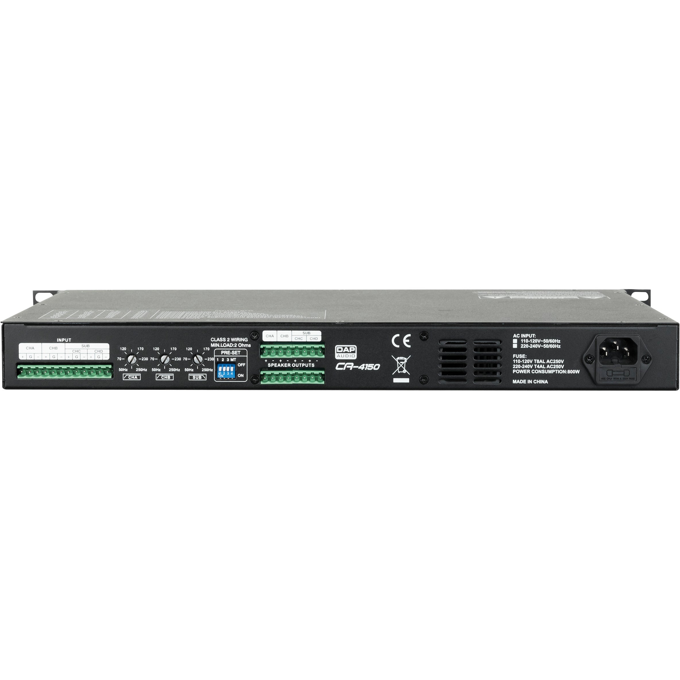 DAP CA-4150 klasse D versterker 4 kanalen met crossover