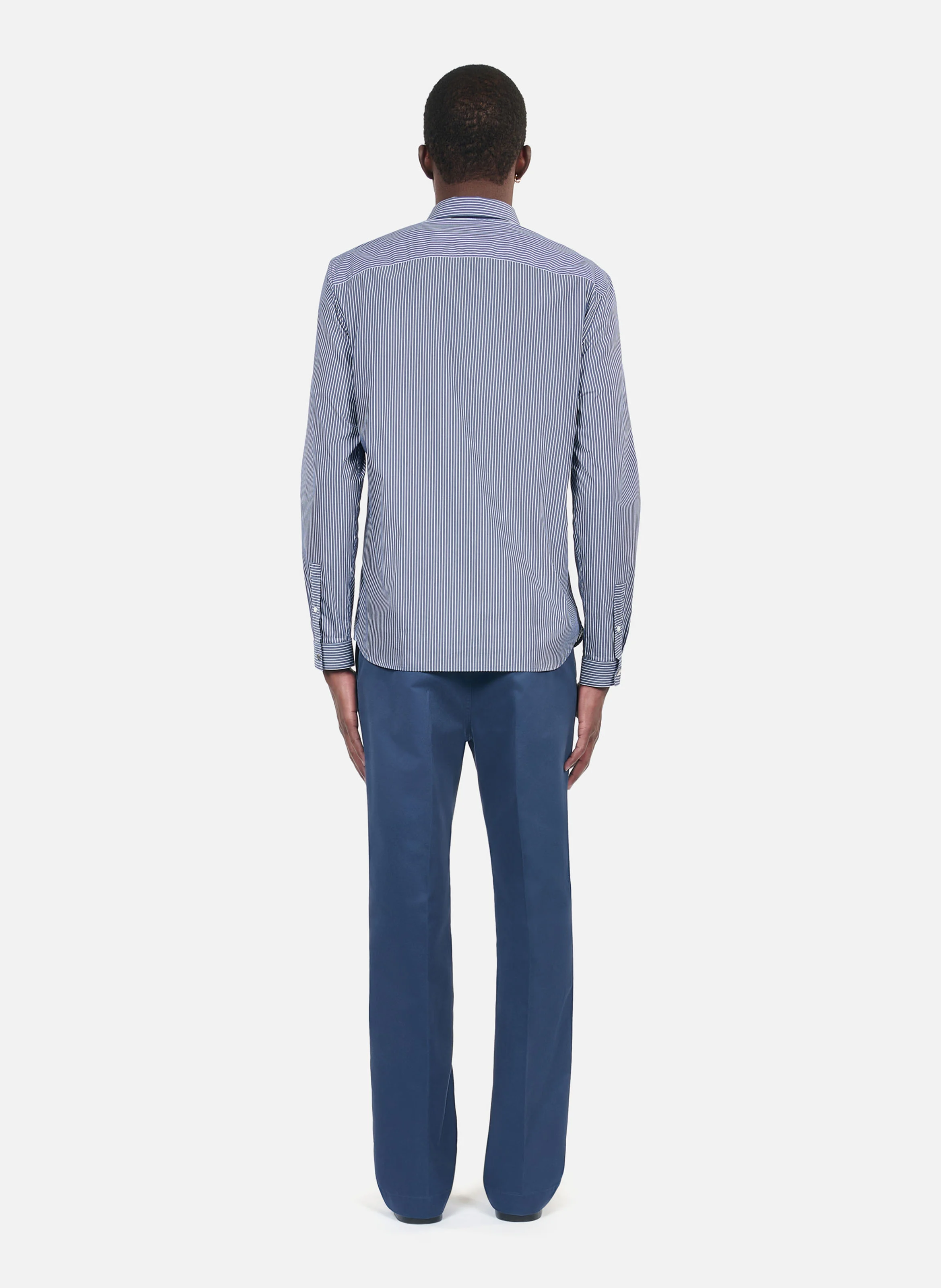 Chemise col classique slim-fit en coton mélangé | Bleu