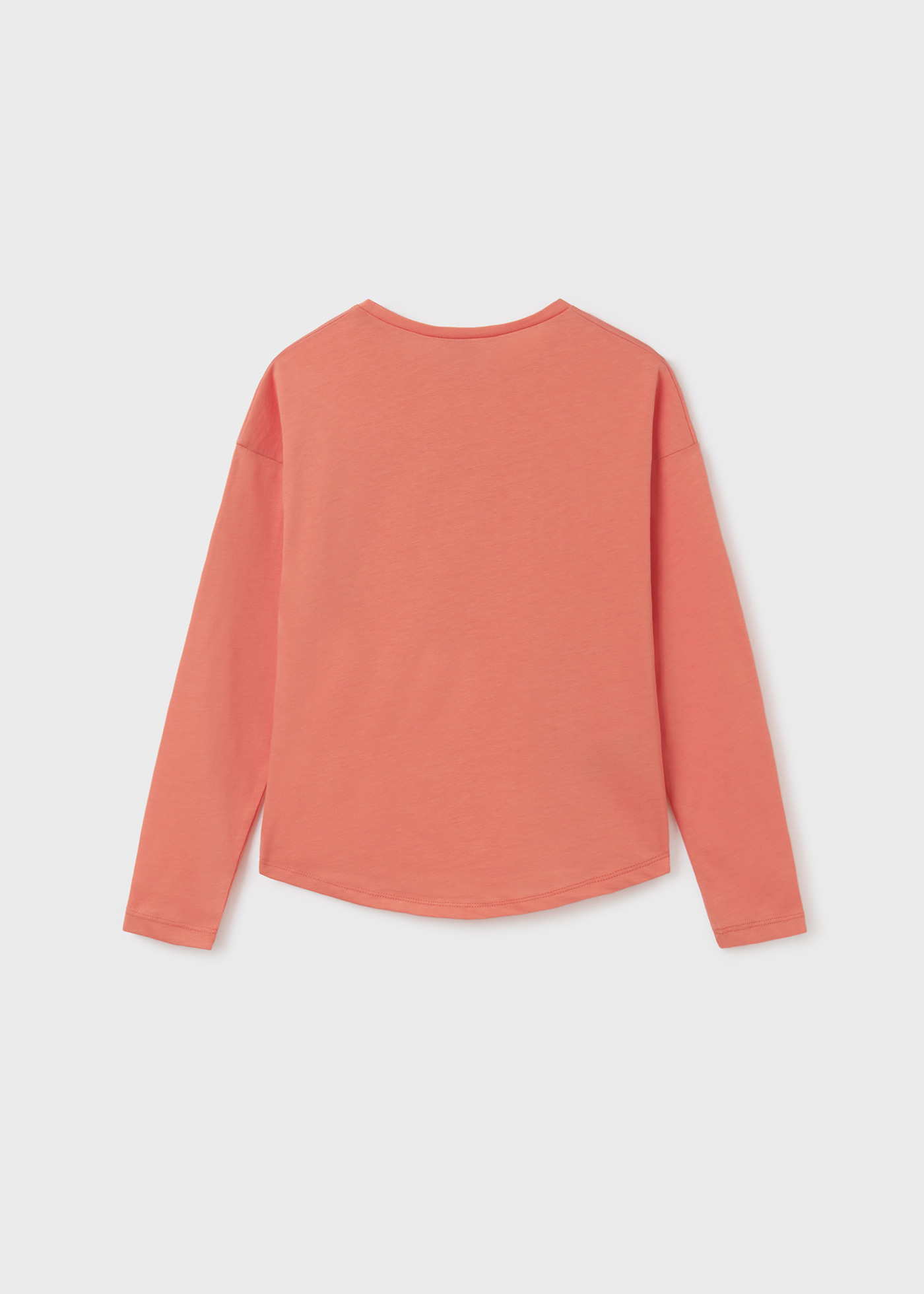 Camiseta de manga comprida para meninas, feita de algodão sustentável.