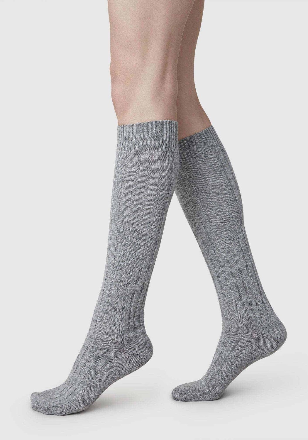 Swedish Stockings Kniestrümpfe Bodil Chunky Knee-High Light Grey