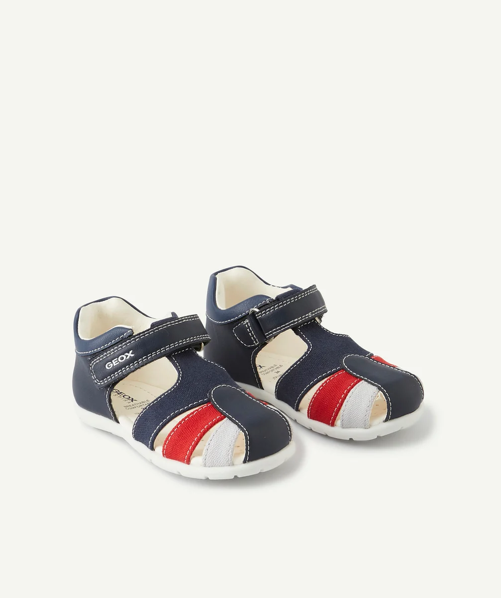 GEOXLES SANDALES BLEU MARINE AVEC DÉTAILS ROUGES ET GRIS