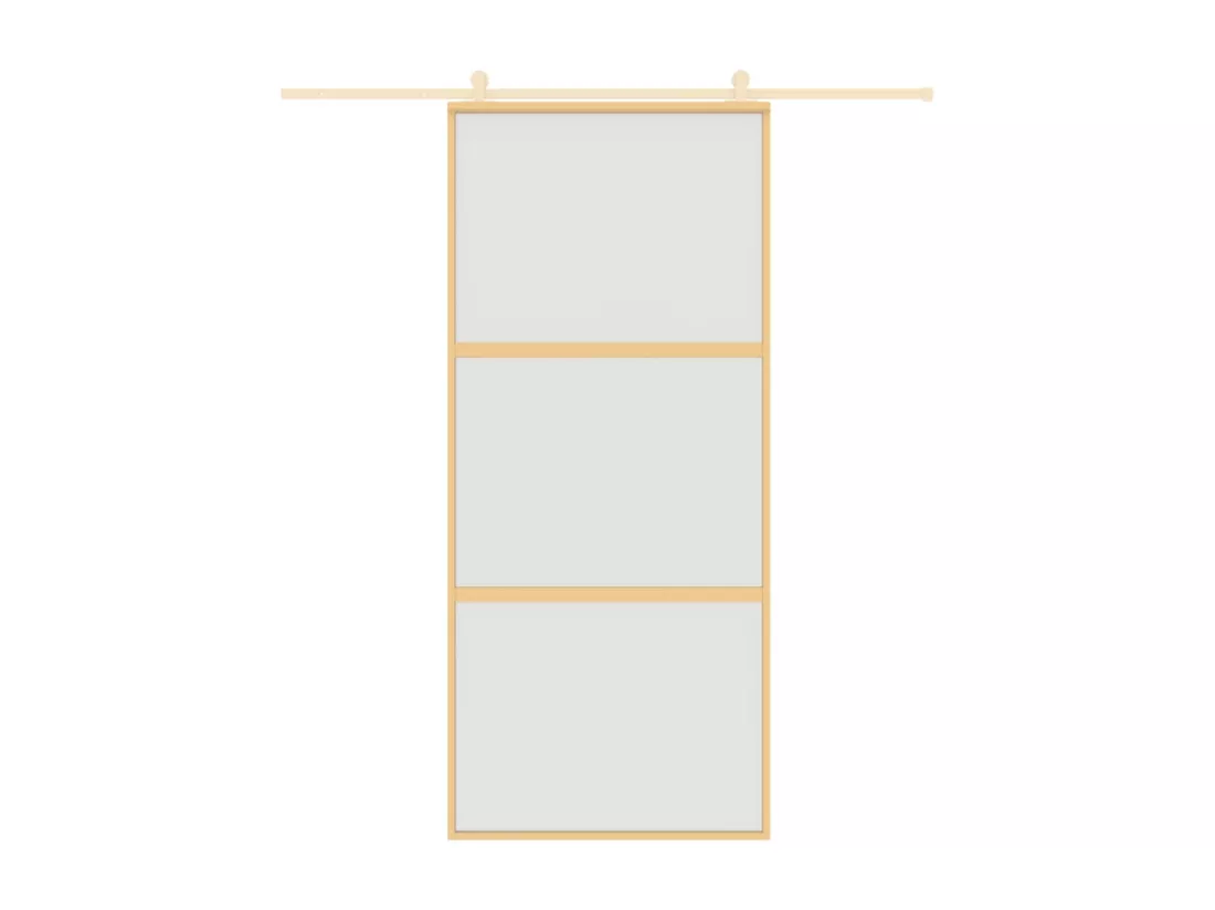 Porte coulissante doré 90x205 cm verre ESG dépoli et aluminium
