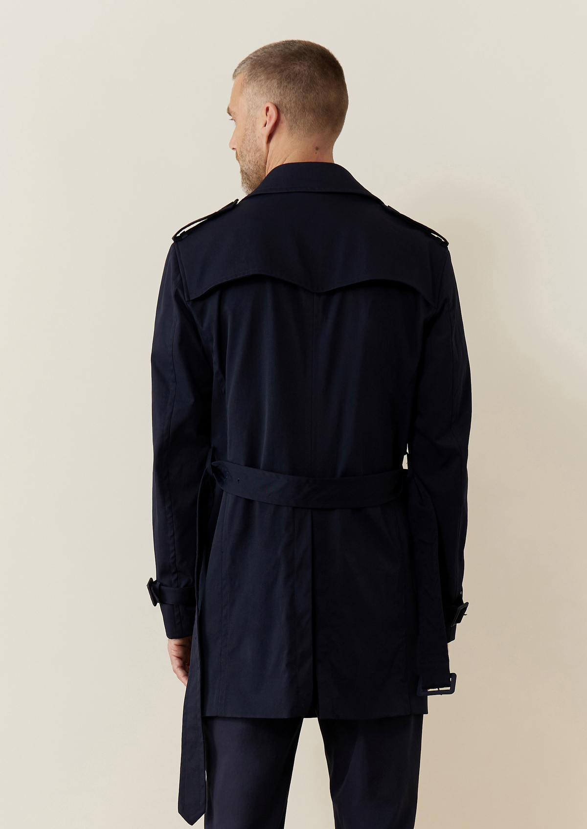 Trench Irrésistible croisé double boutonnage uni bleu marine