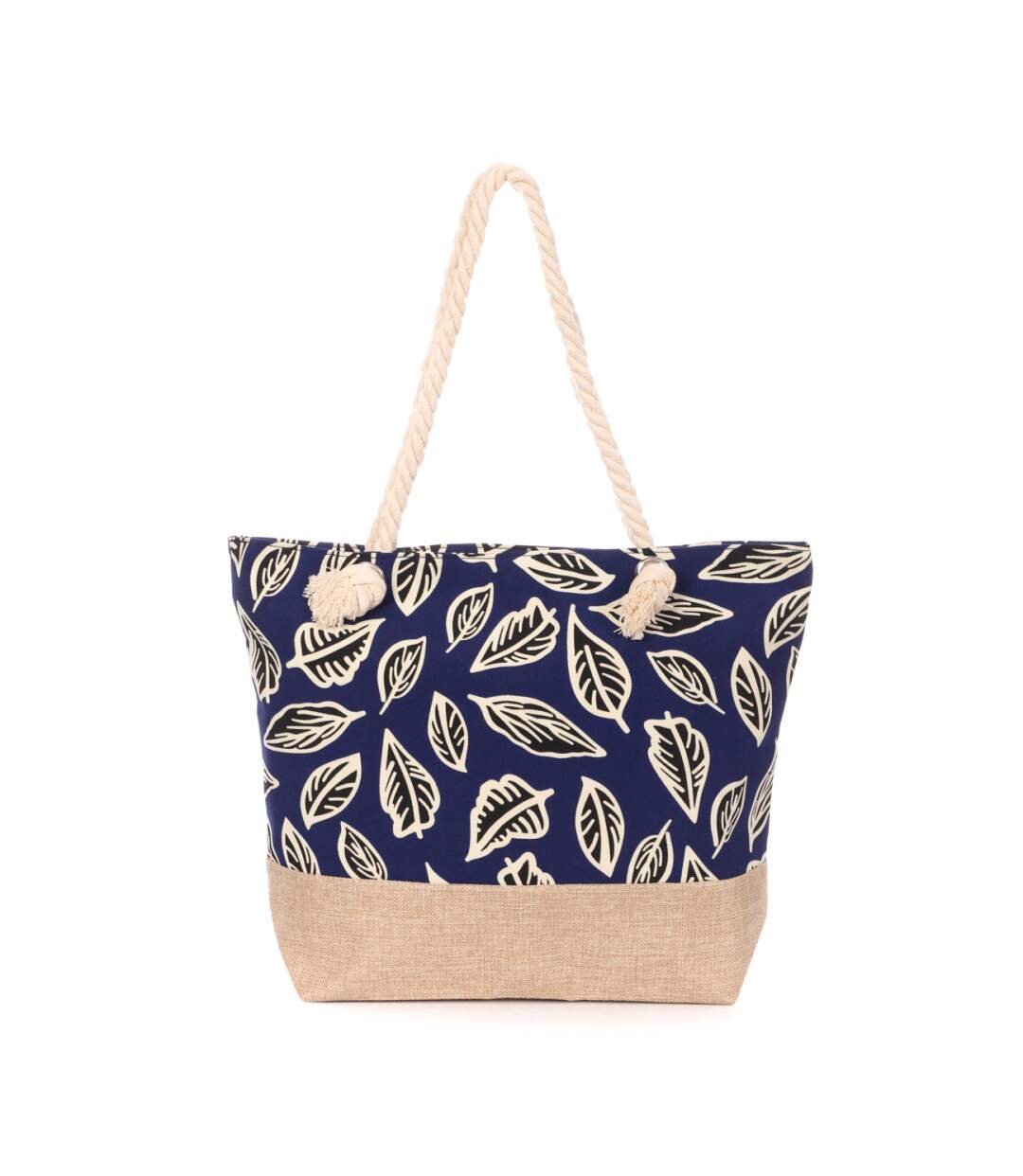Sac de Plage Bleu/Feuilles Bi matière