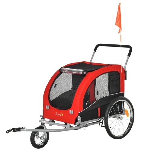 Reboque para bicicleta Pawhut Pet, vermelho