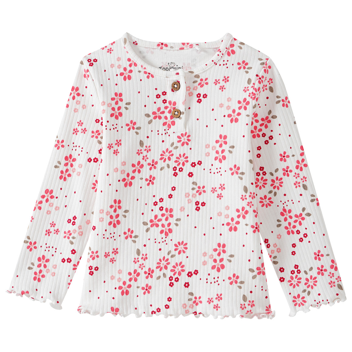 Topomini Baby Langarmshirt mit Blümchen-Print weiss