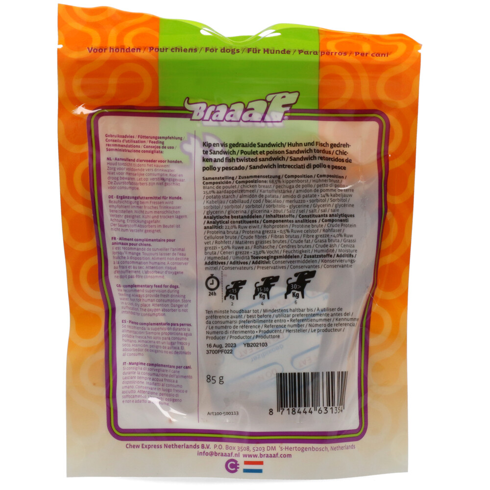Braaaf Twisted Sandwich Kip - Vis85 gr