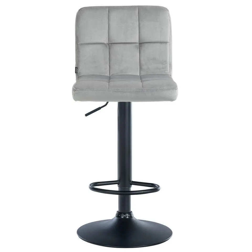 CLP Set van 2 Barkruk Peru zwart Frame - Fluweel - grijs