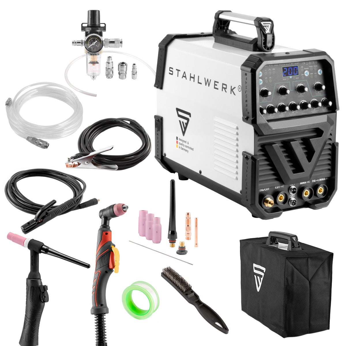 STAHLWERK AC/DC TIG lasapparaat, 200 pulsen, met plasma ST CUT functie, 200 A