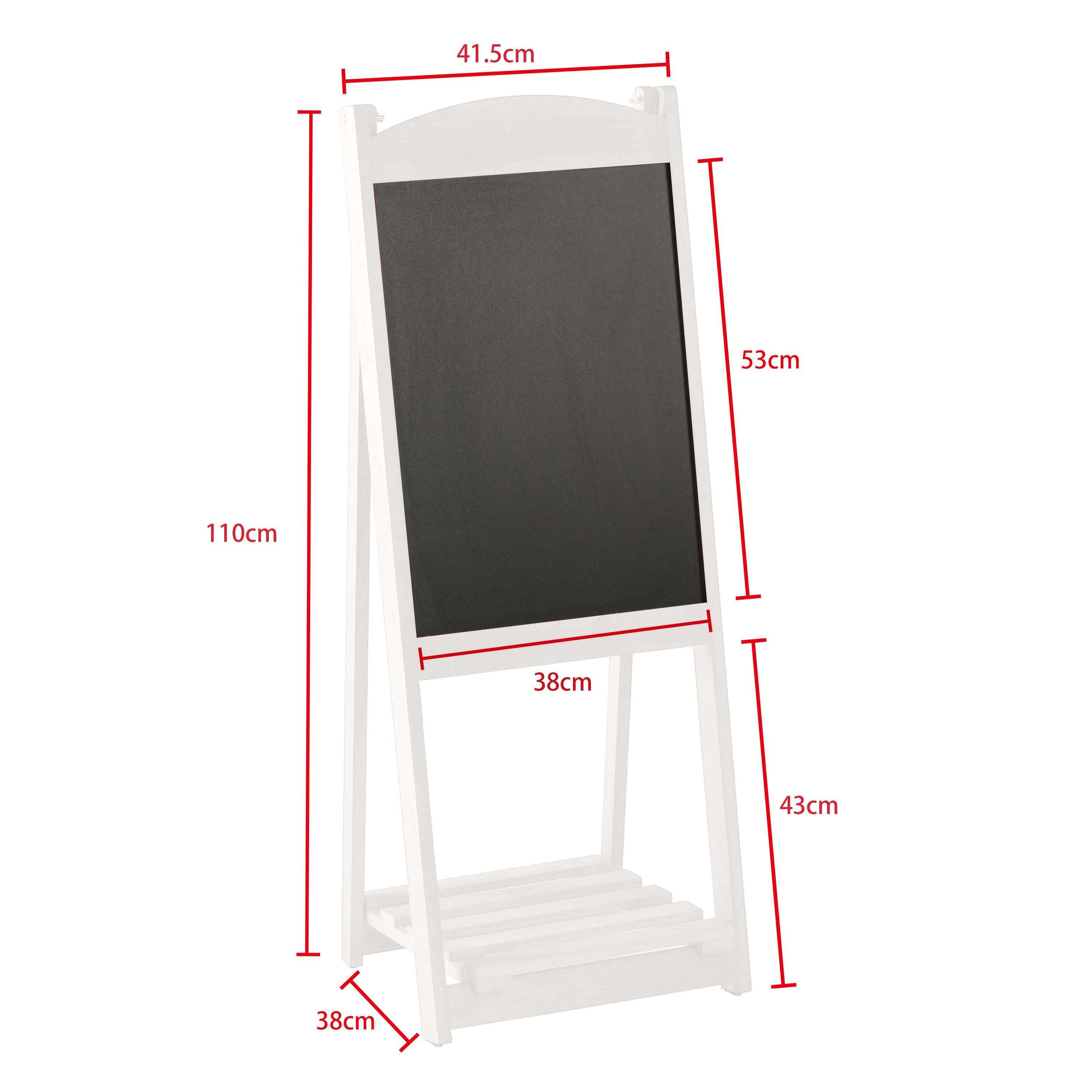 Kundenstopper Kreidetafel mit Ablage 110 x 41 cm weiss