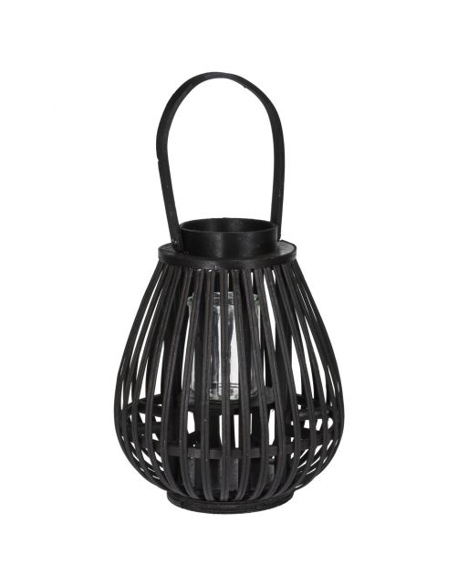 Homestyle Lantaarn Bamboe - Verlichting - 23x23x27 cm Zwart