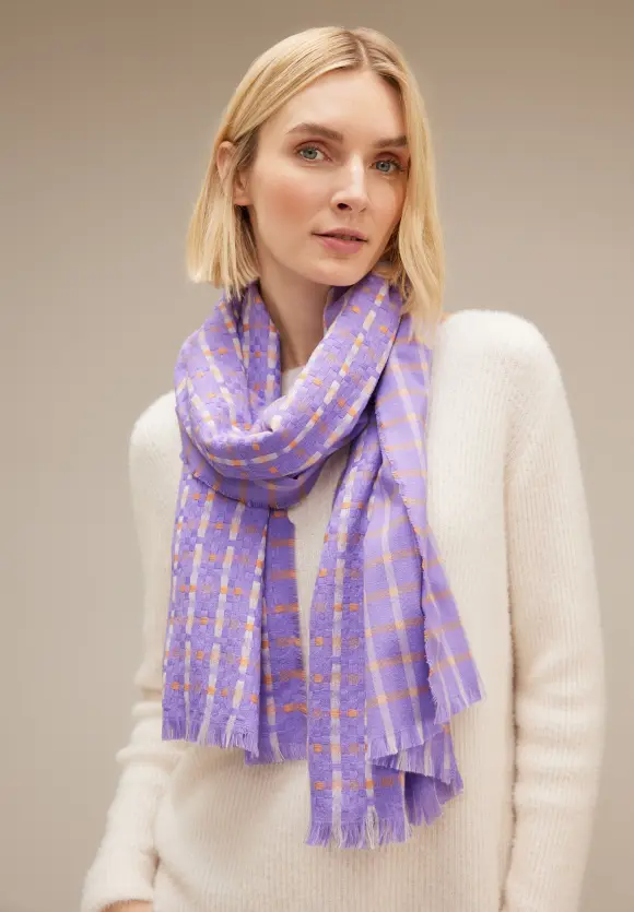 Schal mit Karomuster - shiny lilac