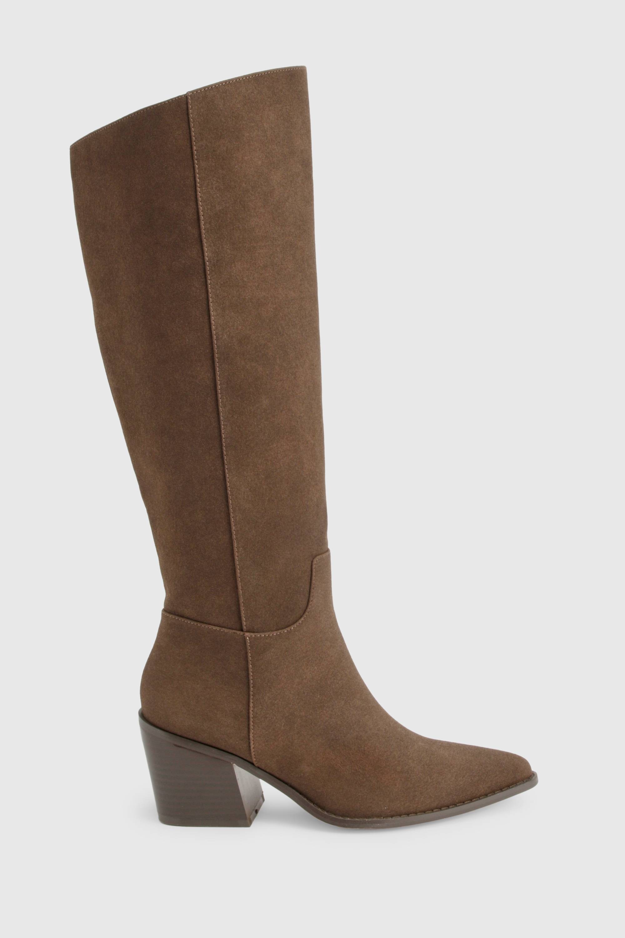 boohoo Bottes de cowboy western en nubuck à coupe large
