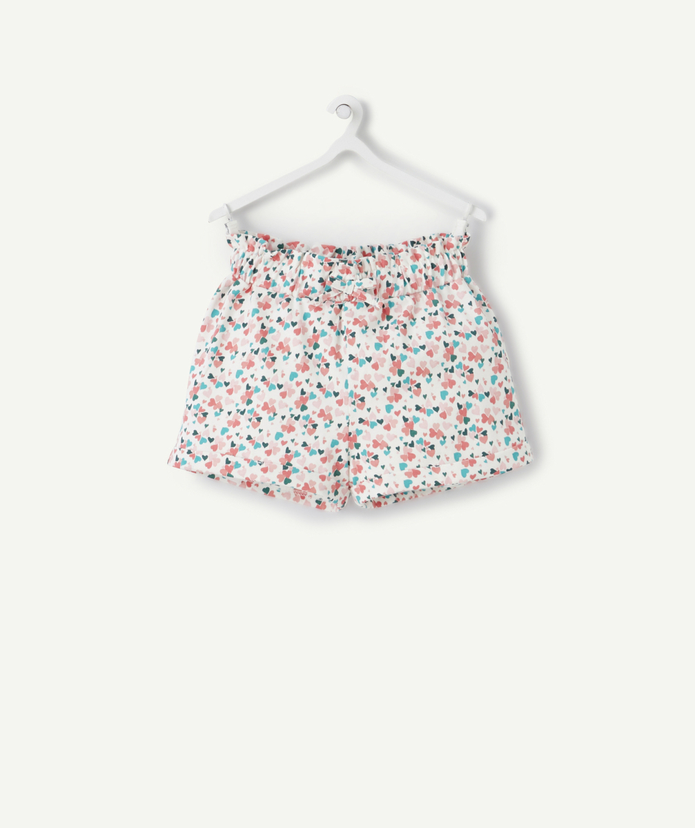 SHORT BÉBÉ FILLE EN COTON BIO IMPRIMÉ AVEC COEURS