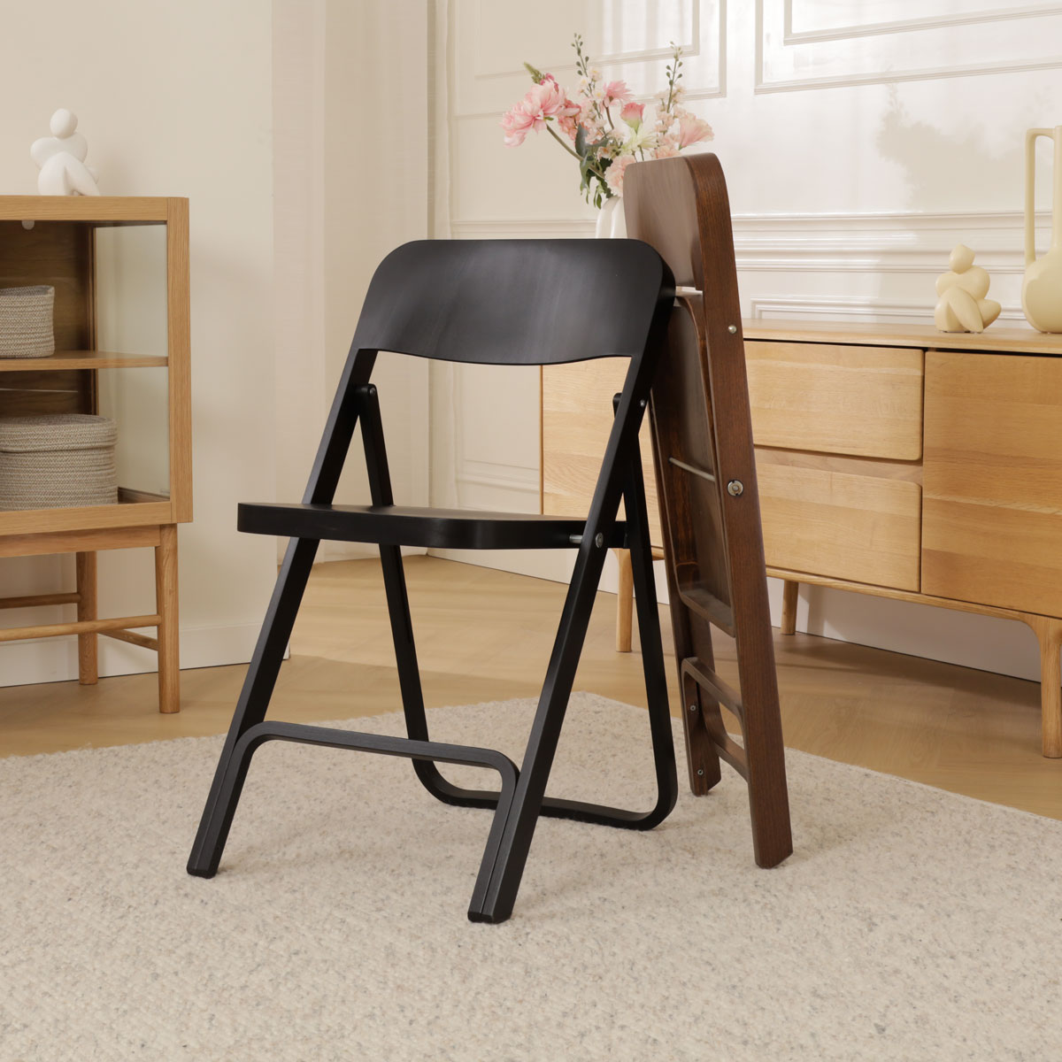 Houten klapstoel Flip - zwart