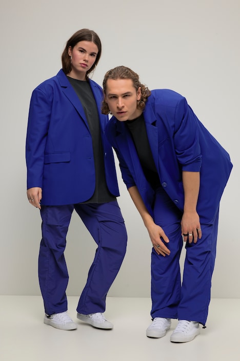 Blazer, oversized, Rücken-Knopfleiste, Revers, Langarm, Unisex