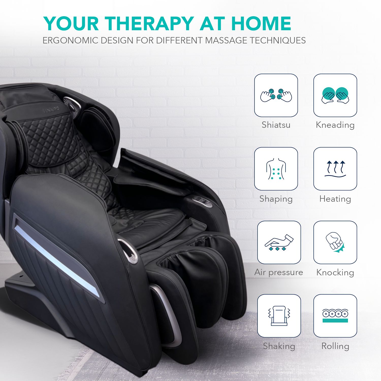 NAIPO Massagesessel Zero-Gravity Massagestuhl mit Wärmefunktion, für Gewerbe